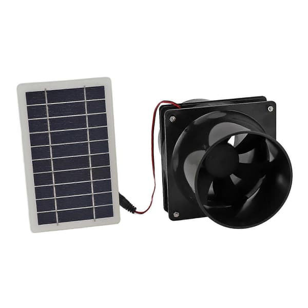 10W 12V Solcelledrevet Udstødningsventilator til Runde Rør ABS Solpanel Ventilationsventilatorsæt til Kæledyrshus Hønsehus RV Drivhus [PB][D]