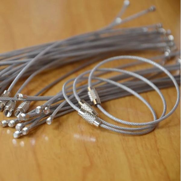 Nøglering i rustfrit stål, 10-pak - Slidstærk nøglering med wire