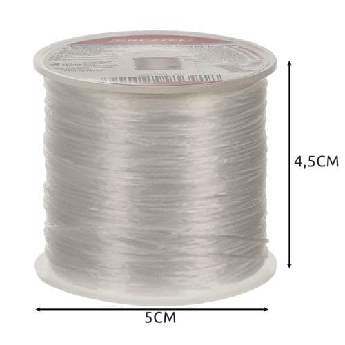 Elastisk smykkesnor 1 mm 40 m på rull hvit gummi