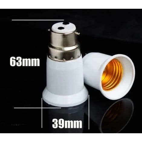 4x LED-sokkeladapter - B22 til E27 sokkelomformer - Bajonettbase lampeholderadapter for LED-pærer