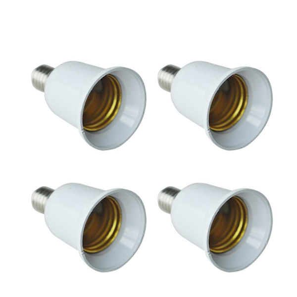 4X E14 til E27 Forlængelsesbase LED CFL Lyspære Lampe Adapter Konverter Skruefatning