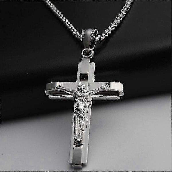 Kors Rostfritt Stål Jesus Titan Herrhalsband Hängsmycke Tillbehör