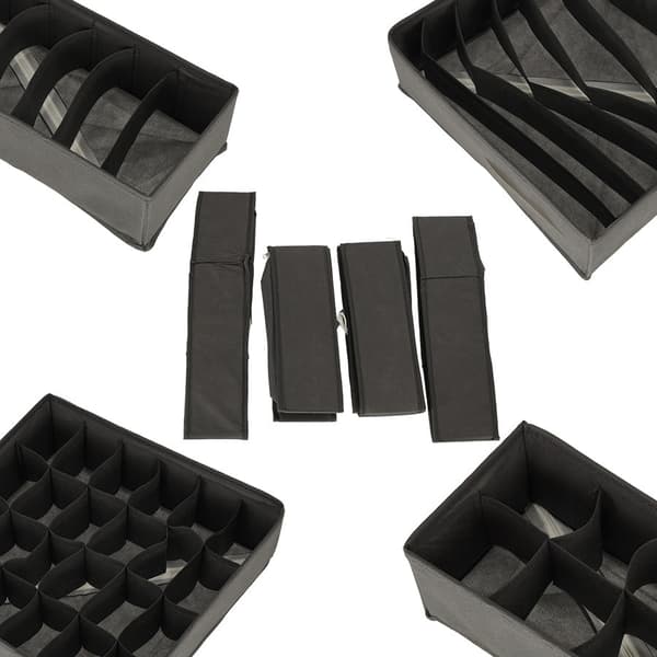 Underwear and Sock Drawer Organizer 4-pack Grey with Compartments