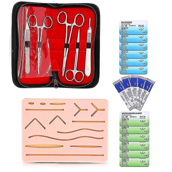 Komplett Suture Kit för Studenter, inklusive Silikon Suture Pad och Suture Verktyg