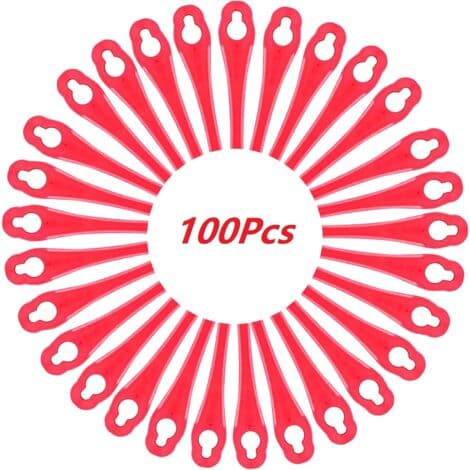 Förpackning med 100 reservblad Plastblad för sladdlösa trimmare