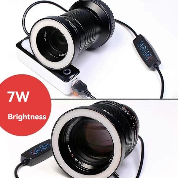 LED Macro Ring Light 7W 49mm Himmennettävä Täyttövalo Kameroille Universaalit Makrokuvaustyökalut