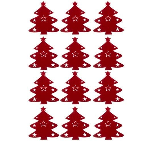 Felt Cutlery Holders 12-pack Red Christmas Tree 17x20 cm