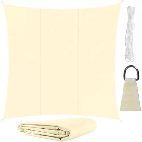Sun shade sail square 3.6x3.6 m beige polyester 120 g/m²