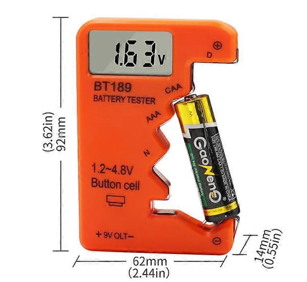 Batteritestare Batterikontroll för AA//C/D-9V/1.5V Batterier