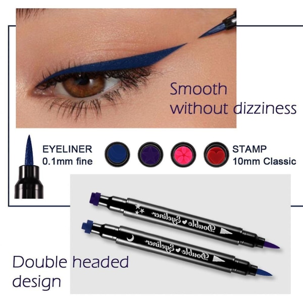 4-delad färgad eyeliner-set med dubbelsidig, vattentät och kladdfri eyeliner med söt stämpel