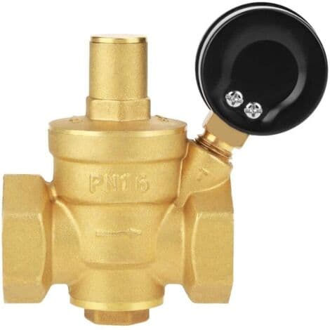 Trykregulator, DN25 Justerbar Messing Holdbar Vandtryksreduktion Regulator Reducer + Metrisk Vej (1.6MPa)