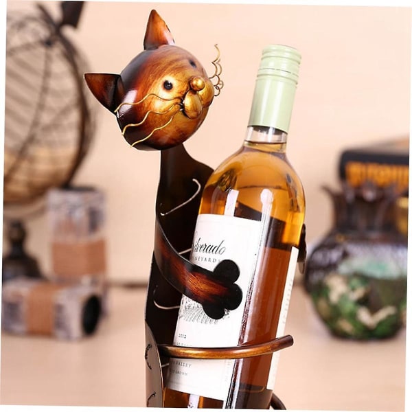 Katte Vinholder Stativ Katteformet Vinholder Stativ Metal Dekorativ Katte Vin Flaskeholder Skulptur