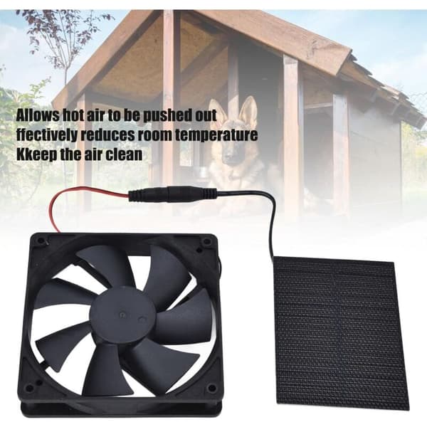 Solcellepanelvifte, for hønsehus, drivhus, lager, dyrehus, camping