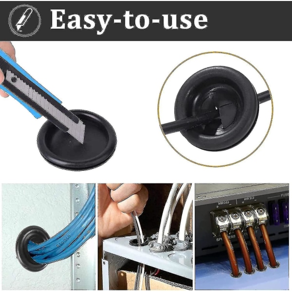 Gummiringar för kabelgenomföring - 170 stycken i 7 storlekar för kabel-, plugg- och kabelhantering