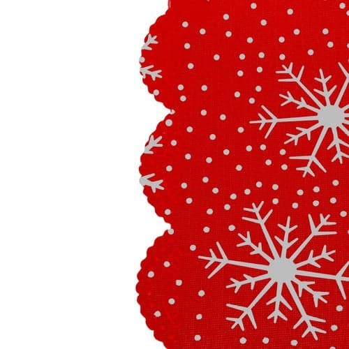 Julebordsløper rød med hvite snøflak 220x35 cm polyester