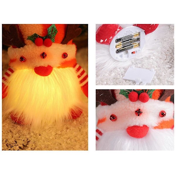 Jul Tomte Docka Horn med Ljus Rudolph Docka Lysande Dvärg Ornament för Hem Jul Nyår