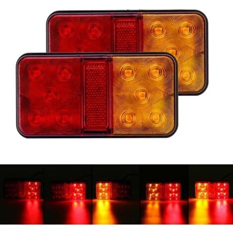 2-pakning 12V LED-baklys – 10 LED per lys – Bremselys og blinklys – Vanntett og støtsikker ABS-plast