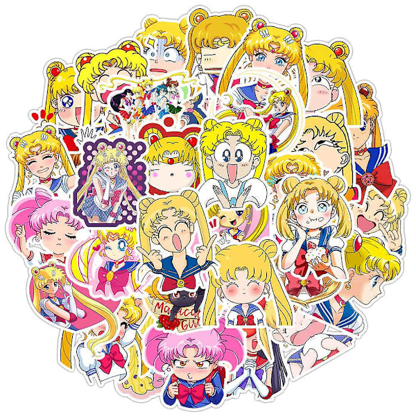 50 anime-tarraa Sailor Moon söpö tyttö graffiti-tarrat matkalaukku vedenkestävät tarrat personoidut auton tarrat