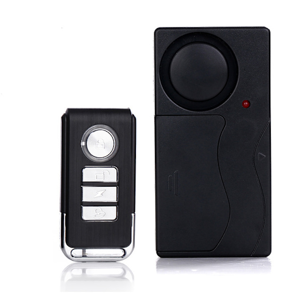 Wireless Vibration Alarm with Remote Control 110 dB Black