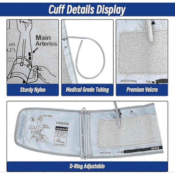 Mansjett Kompatibel Med Omron 9-21 Tommer (22-53cm) Xl Trykk Voksen Arm Bp Erstatningsmansjett For Stor Arm, Grå-god