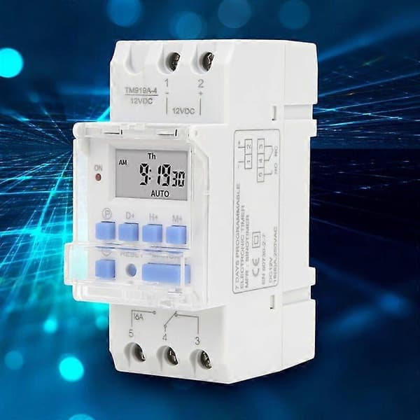 12V DC 16A Ugentlig Timer Switch, LCD Display med Nedtællingsfunktion, Udskifteligt Batteri