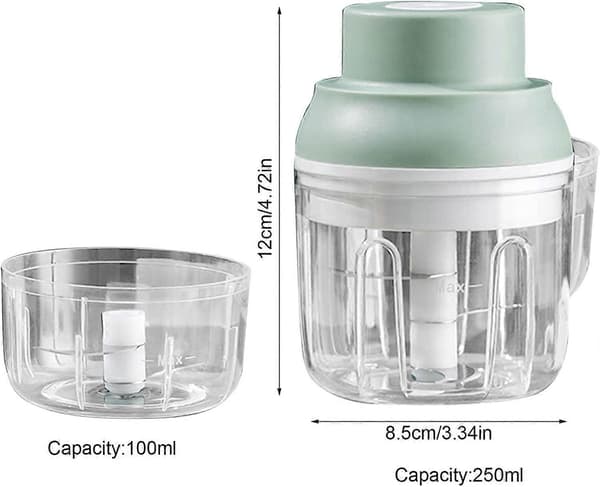 Elektrisk Hvidløgskværn Elektrisk Foodprocessor, 100+250ML