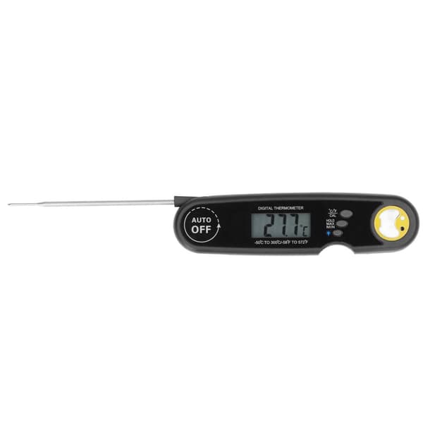 Foldable Waterproof Electric Meat Thermometer - Fast BBQ Temperature Measurement (Black)