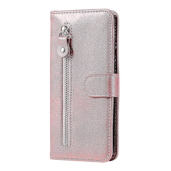 Plånboksfodral för Xiaomi Mi 11 Lite, premium PU-läder magnetisk stängning kortfack stativ dragkedjeficka mjukt TPU flip-fodral - Rosa