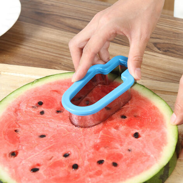 Multifunksjonell Vannmelonskutter Vannmelonform Fruktskutter Kakeform Kjøkkenhakker DIY-verktøy Grønnsaks- og fruktskive (Blå)