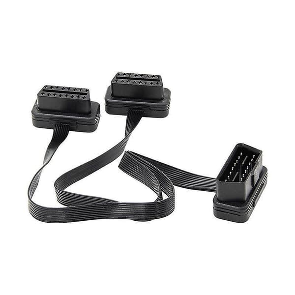 OBDII Forlænger Dobbelt Stik Y-Splitter OBD OBD2 16-polet Han til Hun Forbindelse Flad + Tynd Til
