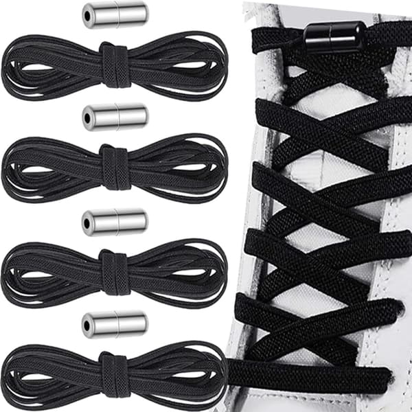 2 Pairs Black No-Tie Elastic Shoelaces