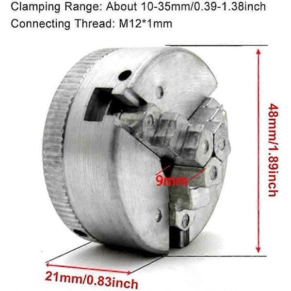 Oberoende Svarvchuck Reversibla Backar Zinklegering Mini Svarv Trebackschuck M12*1 Chuck Hand Elektrisk Borr Kopplingsstång Elverktyg