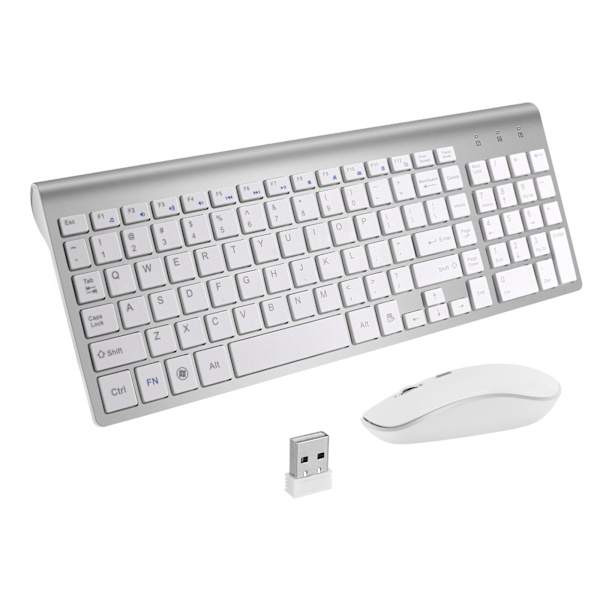 Wireless Keyboard and Mouse Combo Silver