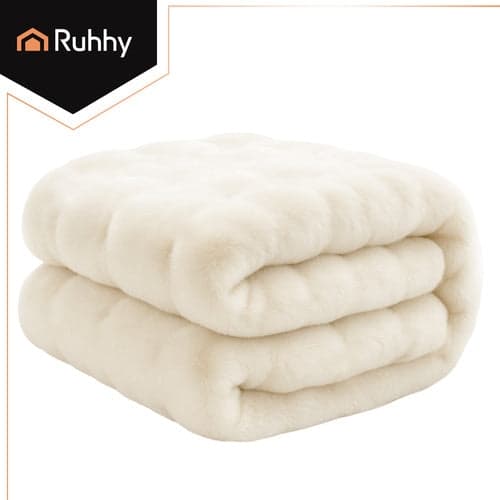 Fleece Blanket 160x100 cm White Polyester, Soft Plush/Faux Fur