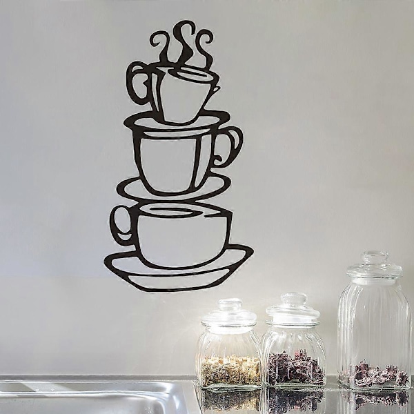 Trendy Avtakbar DIY Kjøkkeninnredning Kaffehus Kopp Veggklistremerker (Svart)
