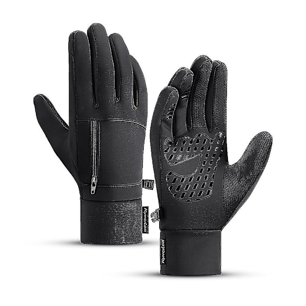 Vinter Ski Sne Handsker Vandtætte Cykelhandsker Fuld Finger Varme Fleece Handsker Med Små Lynlåslommer