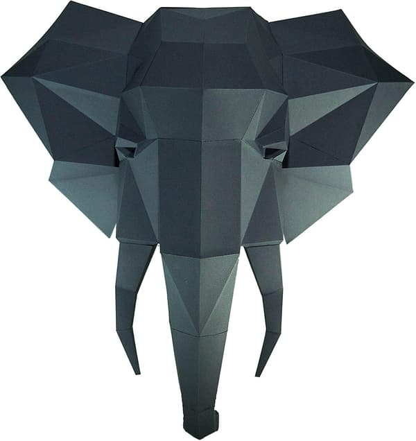 Papercraft-seinätaide, Elefanttipää (1 kpl - harmaa)