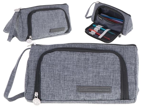 Pencil case 2 compartments with zipper 22x7x10 cm, spacious with inner pockets