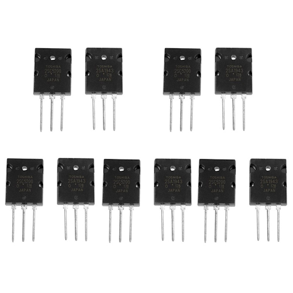 Højeffekt matchet lydtransistor - 5 par sorte 2SA1943 2SC5200