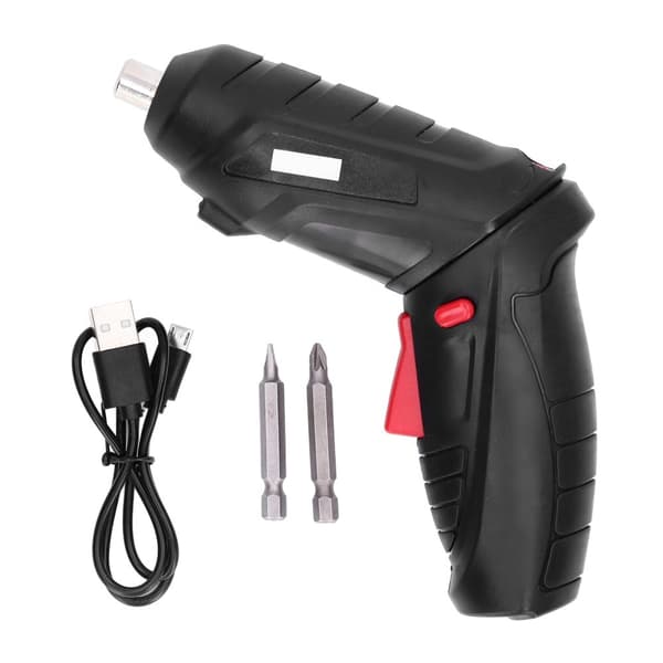 Rechargeable Cordless Electric Screwdriver Set with 2 Pieces - Black 4.2V