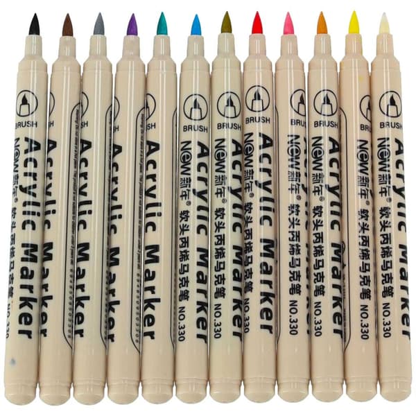 12-pack - Waterproof Pens for Stone, Glass, Fabric & DIY