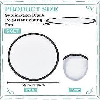 5 stk. Foldbare Flyvende Frisbee Vifter 25 cm Sublimationsvifter Polyester Sort Kant Foldbart Viftesæt med Taske til Sort