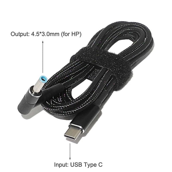 USB-C -kannettavan latauskaapeliadapteri, tyyppi C - DC 4,5 x 3,0 mm muuntaja, 100 W PD virtalaturi