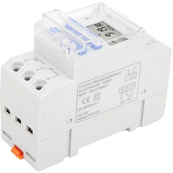 12V DC 16A Ugentlig Timer Switch, LCD Display med Nedtællingsfunktion, Udskifteligt Batteri