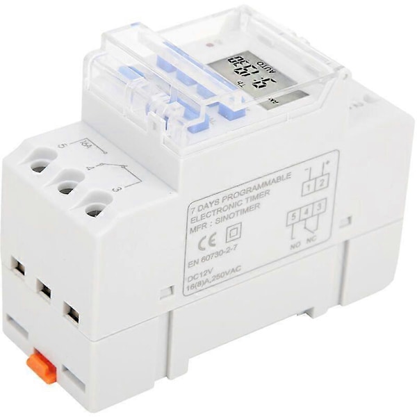 12V DC 16A Viikoittainen ajastinkytkin, LCD-näyttö ja lähtölaskentatoiminto, irrotettava akku