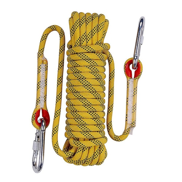 Multifunktionelt Udendørs Klatretov Gul Farve 1 / 1 Meter Lang / 14mm Tykkelse + 2 Syknapper + 2 Kroge