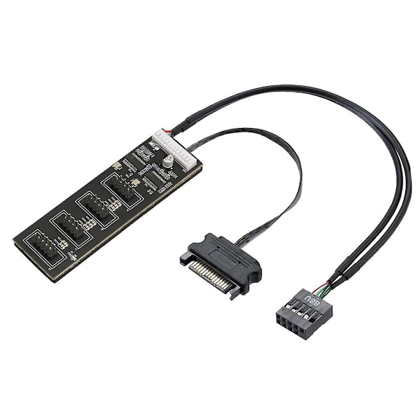 9-nastainen USB-otsikkoh jakaja SATA-virtajohdolla, sisäinen USB-keskittimen laajennus USB 2.0 -jakajaliitin emolevyyn