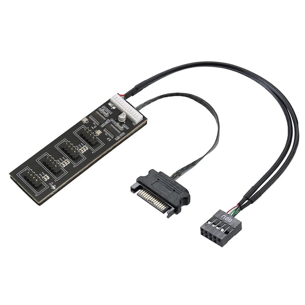 9-Pins USB Header Splitter med SATA Strømkabel, Intern USB Hub Udvidelse USB 2.0 Splitter Stik til Bundkort