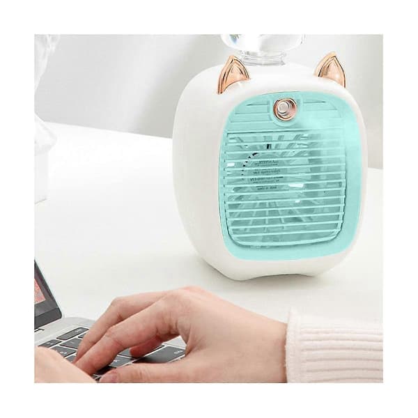 Vand Luft Konditioneringsventilator, Mini Ventilator, USB Ventilator, Bord Turbo Spray Luftfugter Køler Grå & Hvid