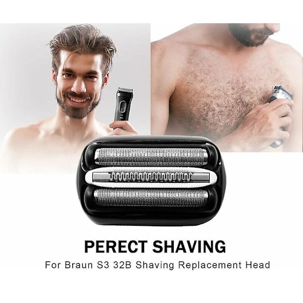 2 stk. Passer til - 32B S3 Erstatningshode for elektrisk barbermaskin til Braun Series3 barberhoder, for Braun S3 3040s 3000s 3050cc 3010s 3070cc 3